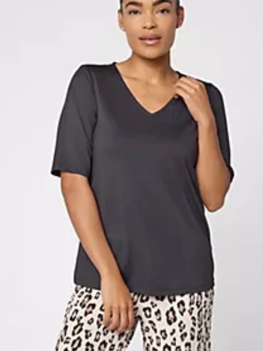 Susan Graver Essentials Butterknit V-Neck Top Black XL NWT IN PACKAGE
